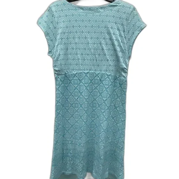 Athleta Turquoise Patterned V‑Neck Cap Sleeve Mini Dress - Picture 4 of 6